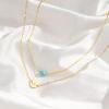 imageTurandoss Layered Initial Necklaces for Women 18K Real Gold Plated Dainty Turquoise Pendant Necklace Tiny Letter AZ Personalized Disc Choker Layered Initial Necklace for Women Jewelry Gifts TrendyZ