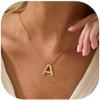 imageTurandoss Bubble Letter Necklace for Women  Personalized Chunky Gold Bubble Initial Necklaces Letter Pendant Necklace Trendy Gold Jewelry Gifts for Women GirlsA
