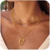 imageTurandoss Gold Bubble Letter Necklace for Women  Personalized Initial Necklaces Individually Stackable Necklaces Dainty Gold Layered Letter Pendant Necklace Gold Jewelry for Women GiftsC