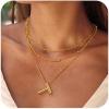 imageTurandoss Gold Bubble Letter Necklace for Women  Personalized Initial Necklaces Individually Stackable Necklaces Dainty Gold Layered Letter Pendant Necklace Gold Jewelry for Women GiftsT