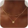 imageTurandoss Layered Gold Initial Necklaces for Women 18K Gold Plated Letter AZ Initial Pendant Necklaces Personalized 26 Alphabet Monogram Gold Initial Necklaces for Women Jewelry GiftsW