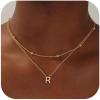imageTurandoss Layered Gold Initial Necklaces for Women 18K Gold Plated Letter AZ Initial Pendant Necklaces Personalized 26 Alphabet Monogram Gold Initial Necklaces for Women Jewelry GiftsR