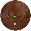imageTurandoss Layered Initial Necklaces for Women 18K Real Gold Plated Dainty Turquoise Pendant Necklace Tiny Letter AZ Personalized Disc Choker Layered Initial Necklace for Women Jewelry Gifts TrendyS