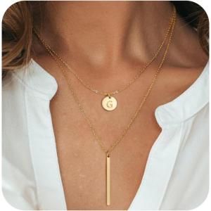 imageTurandoss Gold Layered Initial Necklaces for Women  Gold Plated Personalized Dainty Layered Letter AZ Pendent YShaped Necklaces for Women Trendy Jewelry Christmas GiftsG