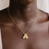 imageTurandoss Bubble Letter Necklace for Women Dainty 18K Real Gold Plated Initial AZ Pendant Snake Chain Necklace Chunky Gold Layered Bubble Initial Necklace Jewelry Gifts