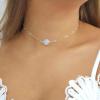 imageTurandoss Dainty Gold Choker Necklaces for Women  14K Gold Plated Handmade Medallion Snake Link Chain Cross Star Moon Adjustable Simple Choker Necklaces for Women JewelryMoonstoneSilver