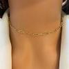 imageTurandoss Dainty Gold Choker Necklaces for Women  14K Gold Plated Handmade Medallion Snake Link Chain Cross Star Moon Adjustable Simple Choker Necklaces for Women JewelryOval Link Chain