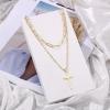 imageTurandoss Dainty Gold Choker Necklaces for Women  14K Gold Plated Handmade Medallion Snake Link Chain Cross Star Moon Adjustable Simple Choker Necklaces for Women JewelryLink ChainCross