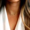 imageTurandoss Dainty Gold Choker Necklaces for Women  14K Gold Plated Handmade Medallion Snake Link Chain Cross Star Moon Adjustable Simple Choker Necklaces for Women JewelryCircle Half Moon