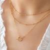 imageTurandoss Gold Chain Necklace for Women Trendy  Dainty 14K Real Gold Plated Cuban Necklace Snake Necklace Disc Chain Necklace Gold Multi Layered Paperclip Chain Necklace Gold Jewelry Gifts for WomenLayered BeadToggle Closure Chain