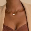 imageTurandoss Gold Heart Initial Necklace for Women 18K Real Gold Plated Heart Initial AZ Necklace Dainty Heart Necklaces Tiny Gold Initial Necklaces Birthday Gifts for Women Girls JewelrySilver