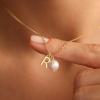 imageTurandoss Gold Pearl Necklace for Women  14K Gold Plated Initial Necklaces for Women with 8MM Shining Pearl Pendant Gold Jewelry for Women Birthday Gifts Wedding Gifts for Bridesmaid Christmas GiftsD