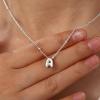 imageTurandoss Personalized Bubble Letter Necklace  Layered Gold Initial Tiny Small Pendent Necklaces for Women Dainty Gold Initial Choker Paperclip Chain Necklace Gold Jewelry for Women GiftsSilver