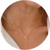 imageTurandoss Personalized Bubble Letter Necklace  Layered Gold Initial Tiny Small Pendent Necklaces for Women Dainty Gold Initial Choker Paperclip Chain Necklace Gold Jewelry for Women GiftsGold