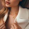 imageTurandoss Personalized Bubble Letter Necklace  Layered Gold Initial Tiny Small Pendent Necklaces for Women Dainty Gold Initial Choker Paperclip Chain Necklace Gold Jewelry for Women GiftsGold