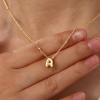 imageTurandoss Personalized Bubble Letter Necklace  Layered Gold Initial Tiny Small Pendent Necklaces for Women Dainty Gold Initial Choker Paperclip Chain Necklace Gold Jewelry for Women GiftsGold
