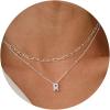 imageTurandoss Personalized Bubble Letter Necklace  Layered Gold Initial Tiny Small Pendent Necklaces for Women Dainty Gold Initial Choker Paperclip Chain Necklace Gold Jewelry for Women GiftsSilver