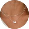 imageTurandoss Personalized Bubble Letter Necklace  Layered Gold Initial Tiny Small Pendent Necklaces for Women Dainty Gold Initial Choker Paperclip Chain Necklace Gold Jewelry for Women GiftsSilver