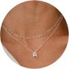 imageTurandoss Personalized Bubble Letter Necklace  Layered Gold Initial Tiny Small Pendent Necklaces for Women Dainty Gold Initial Choker Paperclip Chain Necklace Gold Jewelry for Women GiftsSilver