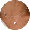 imageTurandoss Personalized Bubble Letter Necklace  Layered Gold Initial Tiny Small Pendent Necklaces for Women Dainty Gold Initial Choker Paperclip Chain Necklace Gold Jewelry for Women GiftsSilver