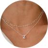 imageTurandoss Personalized Bubble Letter Necklace  Layered Gold Initial Tiny Small Pendent Necklaces for Women Dainty Gold Initial Choker Paperclip Chain Necklace Gold Jewelry for Women GiftsSilver