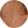 imageTurandoss Personalized Bubble Letter Necklace  Layered Gold Initial Tiny Small Pendent Necklaces for Women Dainty Gold Initial Choker Paperclip Chain Necklace Gold Jewelry for Women GiftsSilver