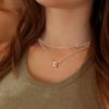 imageTurandoss Personalized Bubble Letter Necklace  Layered Gold Initial Tiny Small Pendent Necklaces for Women Dainty Gold Initial Choker Paperclip Chain Necklace Gold Jewelry for Women GiftsSilver