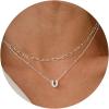 imageTurandoss Personalized Bubble Letter Necklace  Layered Gold Initial Tiny Small Pendent Necklaces for Women Dainty Gold Initial Choker Paperclip Chain Necklace Gold Jewelry for Women GiftsSilver