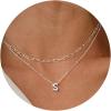 imageTurandoss Personalized Bubble Letter Necklace  Layered Gold Initial Tiny Small Pendent Necklaces for Women Dainty Gold Initial Choker Paperclip Chain Necklace Gold Jewelry for Women GiftsSilver