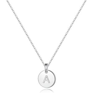 imageS925 Sterling Silver Disc Initial Necklaces for Women Hypoallergenic Round Disc Initial Pendant Letter Initial Pendant S925 Sterling Silver Initial Necklace for Women Jewelry GiftsA