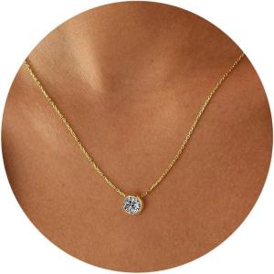 imageTurandoss Birthstone Necklace for Women Dainty 14K Gold Plated Red Blue Green Diamond Emerald Birthstone Necklace 12 Month Birthstone Jewelry Birthday Gifts for Women Teen Girls04AprWhite Topaz
