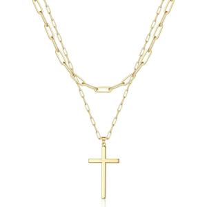 imageTurandoss Dainty Gold Choker Necklaces for Women  14K Gold Plated Handmade Medallion Snake Link Chain Cross Star Moon Adjustable Simple Choker Necklaces for Women JewelryLink ChainCross