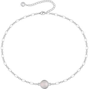 imageTurandoss Dainty Gold Choker Necklaces for Women  14K Gold Plated Handmade Medallion Snake Link Chain Cross Star Moon Adjustable Simple Choker Necklaces for Women JewelryMoonstoneSilver