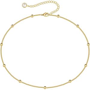 imageTurandoss Dainty Gold Choker Necklaces for Women  14K Gold Plated Handmade Medallion Snake Link Chain Cross Star Moon Adjustable Simple Choker Necklaces for Women JewelrySatellite
