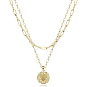 imageTurandoss Dainty Gold Choker Necklaces for Women  14K Gold Plated Handmade Medallion Snake Link Chain Cross Star Moon Adjustable Simple Choker Necklaces for Women JewelryLink ChainMedallion