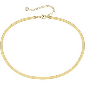 imageTurandoss Dainty Gold Choker Necklaces for Women  14K Gold Plated Handmade Medallion Snake Link Chain Cross Star Moon Adjustable Simple Choker Necklaces for Women JewelrySnake Chain4mm