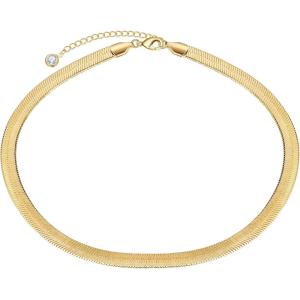 imageTurandoss Dainty Gold Choker Necklaces for Women  14K Gold Plated Handmade Medallion Snake Link Chain Cross Star Moon Adjustable Simple Choker Necklaces for Women JewelrySnake Chain7mm