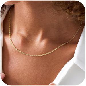 imageTurandoss Gold Chain Necklace for Women Trendy  Dainty 14K Real Gold Plated Cuban Necklace Snake Necklace Disc Chain Necklace Gold Multi Layered Paperclip Chain Necklace Gold Jewelry Gifts for WomenTwist Chain