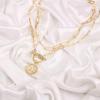 imageGold Layered Initial Necklaces for Women 14K Gold Plated Dainty Layering Paperclip Link Chain Necklace Personalized Toggle Clasp Coin Initial Pendant Layered Necklaces for Women Gold JewelryG
