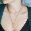 imageGold Layered Initial Necklaces for Women 14K Gold Plated Dainty Layering Paperclip Link Chain Necklace Personalized Toggle Clasp Coin Initial Pendant Layered Necklaces for Women Gold JewelryG
