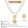 imageGold Layered Initial Necklaces for Women 14K Gold Plated Dainty Layering Paperclip Link Chain Necklace Personalized Toggle Clasp Coin Initial Pendant Layered Necklaces for Women Gold JewelryO