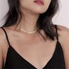 imageTurandoss Dainty Layered Choker Necklace Handmade 14K Gold Plated Y Pendant Necklace Multilayer Bar Disc Necklace Adjustable Layering Choker Necklaces for Women3PCS  Snake ChainLink ChainEvil Eye