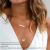 imageTurandoss Dainty Layered Choker Necklace Handmade 14K Gold Plated Y Pendant Necklace Multilayer Bar Disc Necklace Adjustable Layering Choker Necklaces for Women3PCS  Two CirclesBarHammered Disc