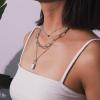 imageTurandoss Dainty Layered Choker Necklace Handmade 14K Gold Plated Y Pendant Necklace Multilayer Bar Disc Necklace Adjustable Layering Choker Necklaces for Women3PCS  HeartLink ChainLockSilver