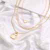 imageTurandoss Dainty Layered Choker Necklace Handmade 14K Gold Plated Y Pendant Necklace Multilayer Bar Disc Necklace Adjustable Layering Choker Necklaces for Women3PCS  HeartLink ChainLock