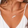 imageTurandoss Dainty Layered Choker Necklace Handmade 14K Gold Plated Y Pendant Necklace Multilayer Bar Disc Necklace Adjustable Layering Choker Necklaces for Women3PCS Rose Gold  PearlsBarHammered Disc