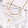 imageTurandoss Dainty Layered Choker Necklace Handmade 14K Gold Plated Y Pendant Necklace Multilayer Bar Disc Necklace Adjustable Layering Choker Necklaces for Women3PCS  Twist chainBeads ChainCross