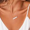 imageTurandoss Dainty Layered Choker Necklace Handmade 14K Gold Plated Y Pendant Necklace Multilayer Bar Disc Necklace Adjustable Layering Choker Necklaces for Women3PCS Rose Gold  Two CirclesBarHammered Disc