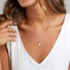 imageTurandoss Dainty Layered Choker Necklace Handmade 14K Gold Plated Y Pendant Necklace Multilayer Bar Disc Necklace Adjustable Layering Choker Necklaces for Women2PCS  Blue TurquoiseHammered Disc