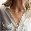 imageTurandoss Dainty Layered Choker Necklace Handmade 14K Gold Plated Y Pendant Necklace Multilayer Bar Disc Necklace Adjustable Layering Choker Necklaces for Women3PCS  PearlCurved BarBar